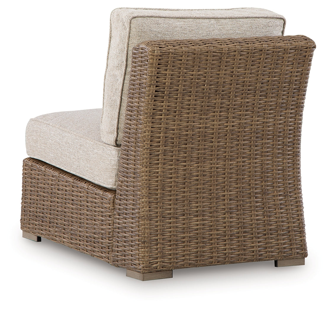 Beachcroft New Beige Outdoor Armless Chair with Cushion - Ornate Home
