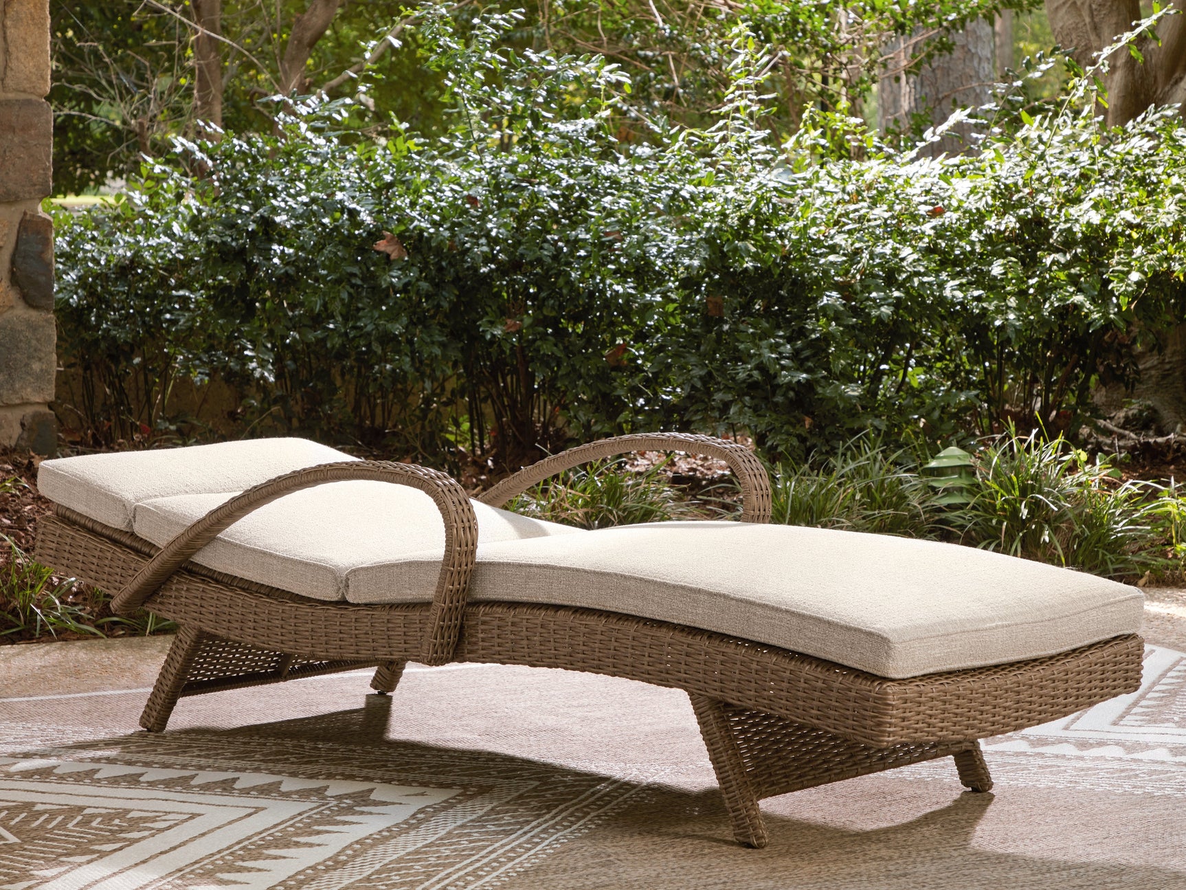 Beachcroft New Beige Outdoor Chaise Lounge with Cushion - Ornate Home