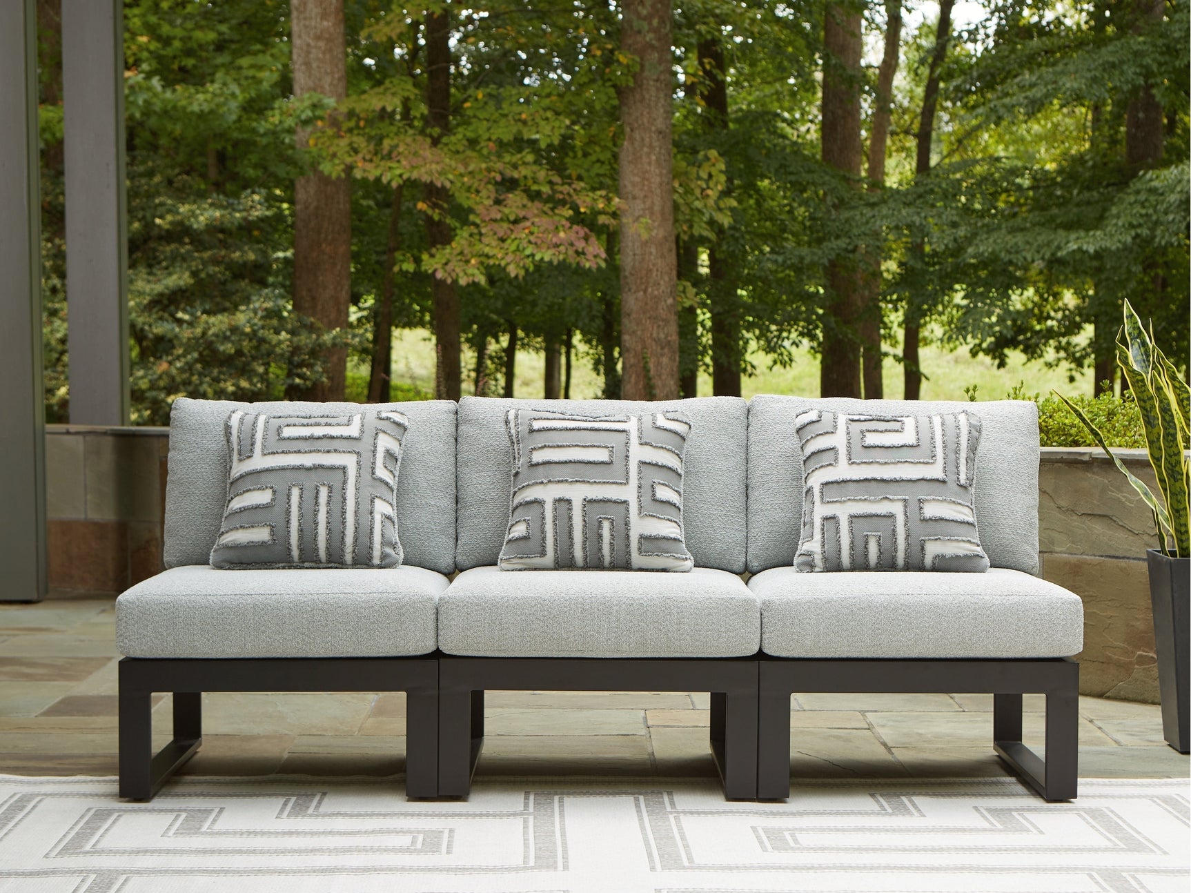 Beachloft Black/Gray 3-Piece Outdoor Sectional - Ornate Home