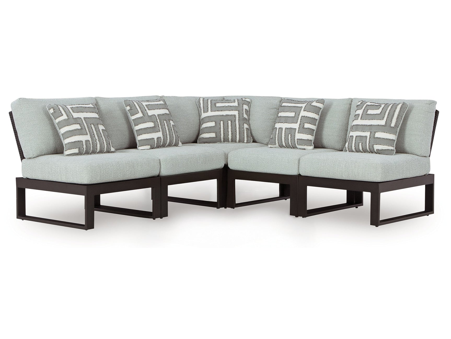 Beachloft Black/Gray 5-Piece Outdoor Sectional - Ornate Home