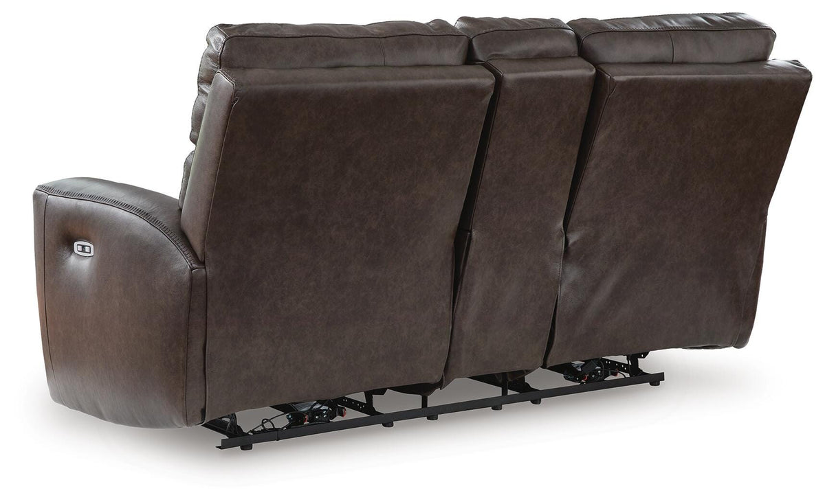 Beadel Smoke Power Reclining Loveseat with Console (Online Special Price) - Ornate Home