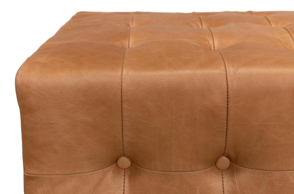 Beam Brown Bench Tufted Leather - Ornate Home