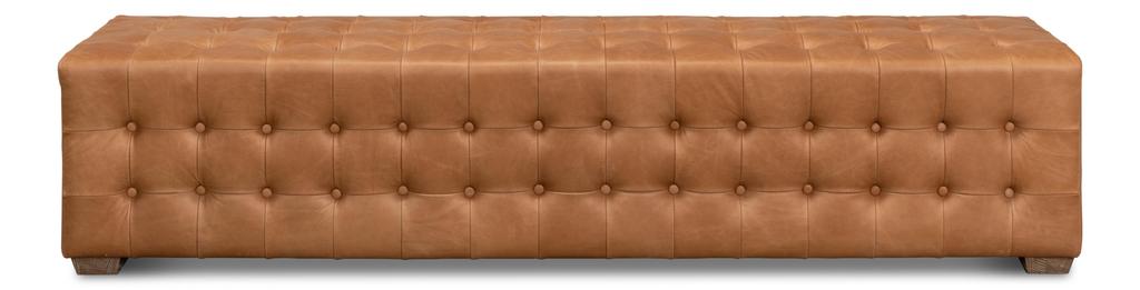 Beam Brown Bench Tufted Leather - Ornate Home