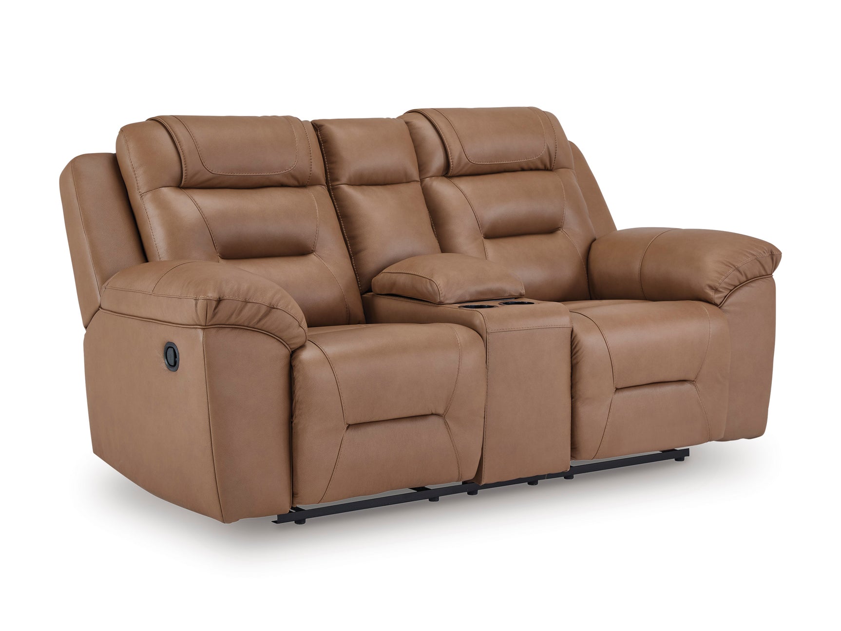 Beaman Peak Toffee Reclining Loveseat with Console - Ornate Home