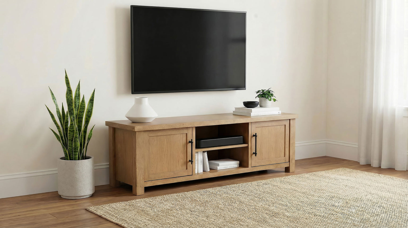 Beasley Golden Oak 2-Door 71-Inch Wood TV Stand Media Console - Ornate Home