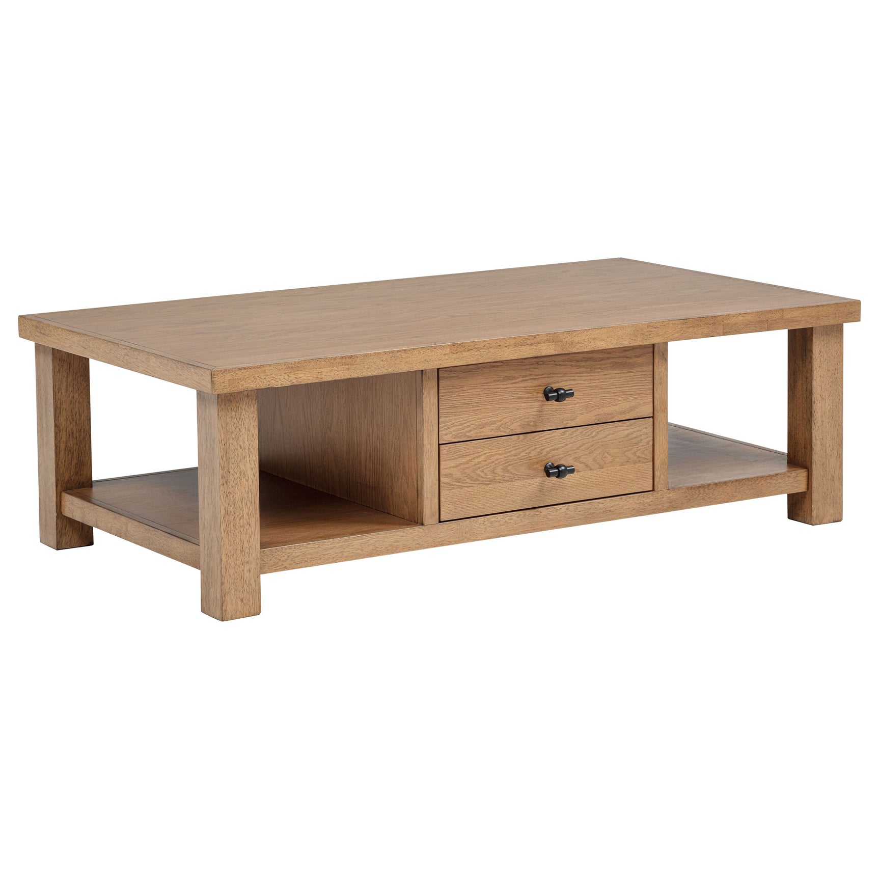 Beasley Golden Oak 2-Drawer Wood Coffee Table - Ornate Home