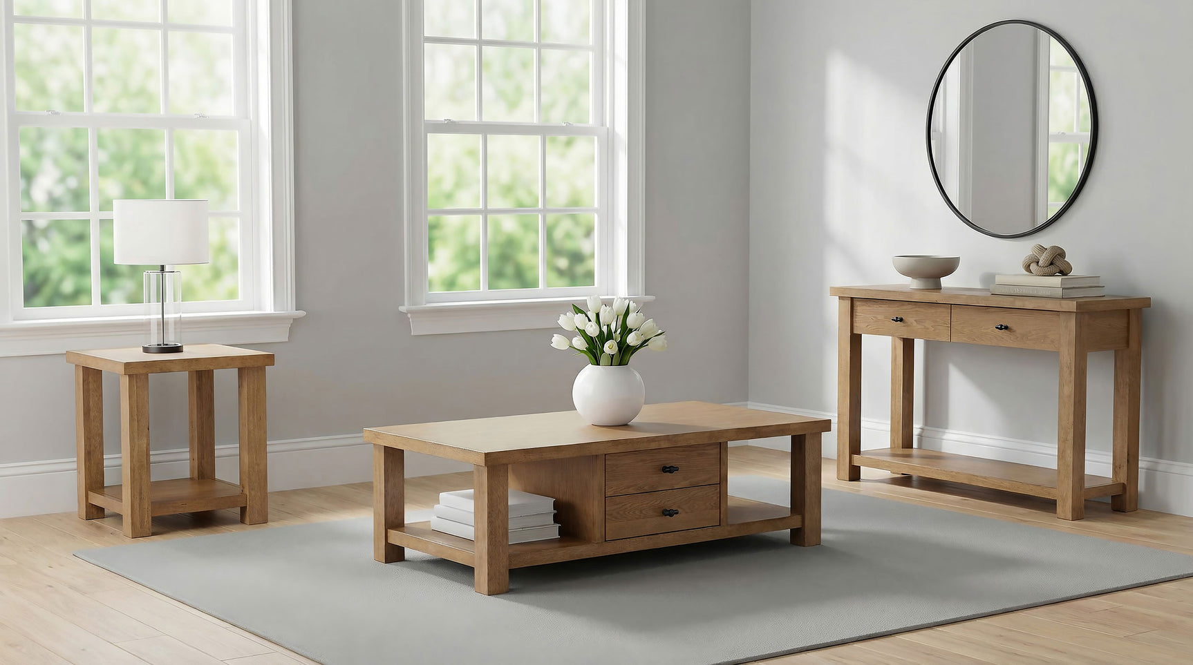 Beasley Golden Oak 2-Drawer Wood Console Table - Ornate Home