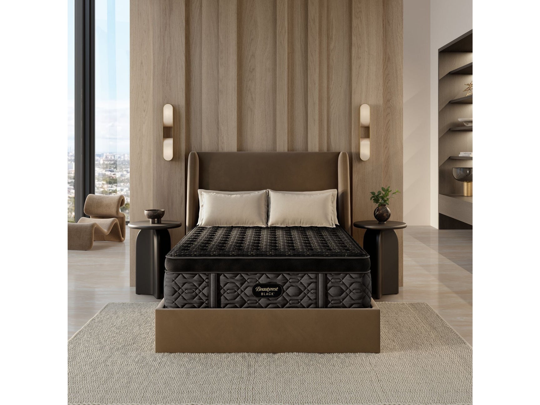 Beautyrest Black Series Four 17.5" Black Innerspring Cal King Split Firm Pillow Top Mattress - Ornate Home