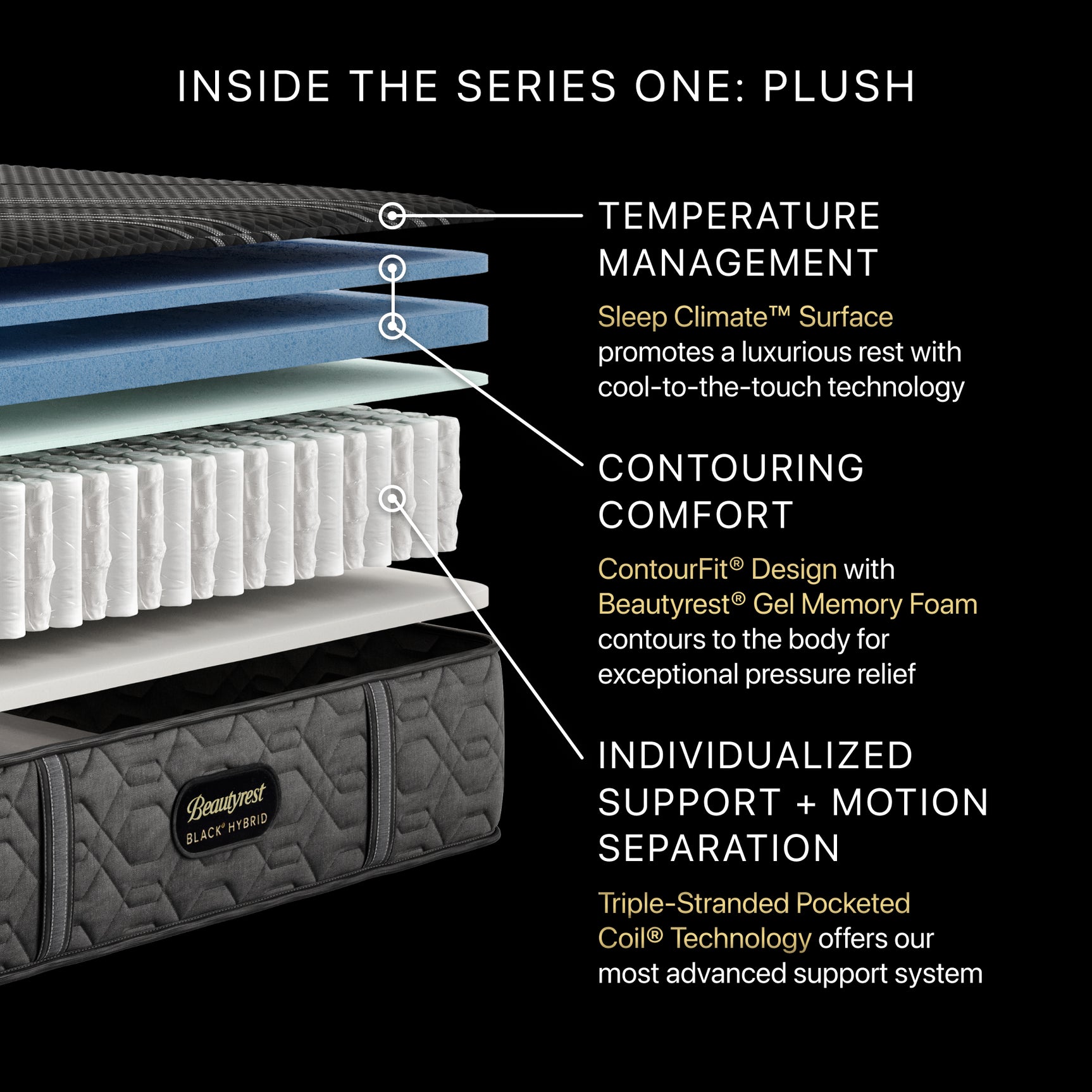 Beautyrest Black® Series One 12.5" Black Hybrid Queen Plush Mattress - Ornate Home