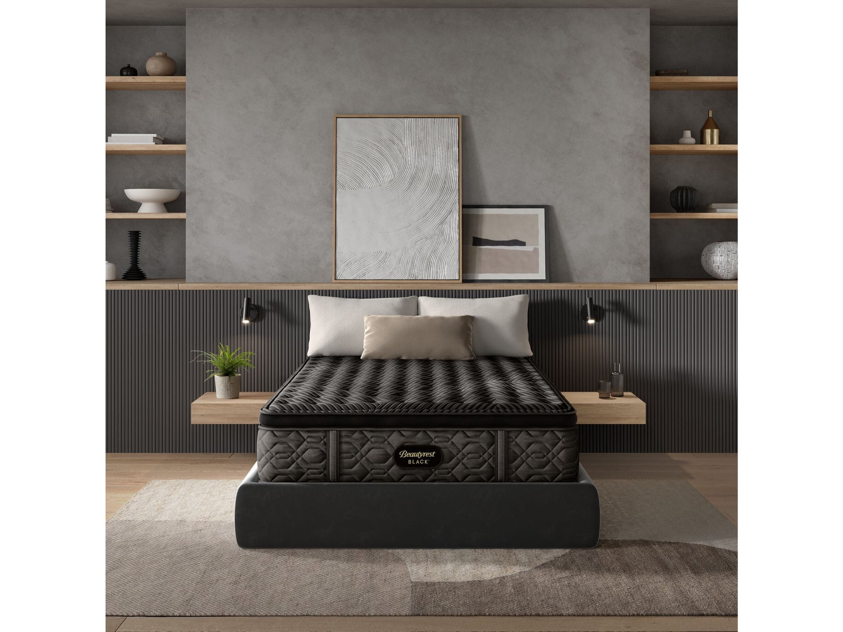 Beautyrest Black Series One 14.75" Black/Gray Innerspring Queen Medium Pillow Top Mattress - Ornate Home