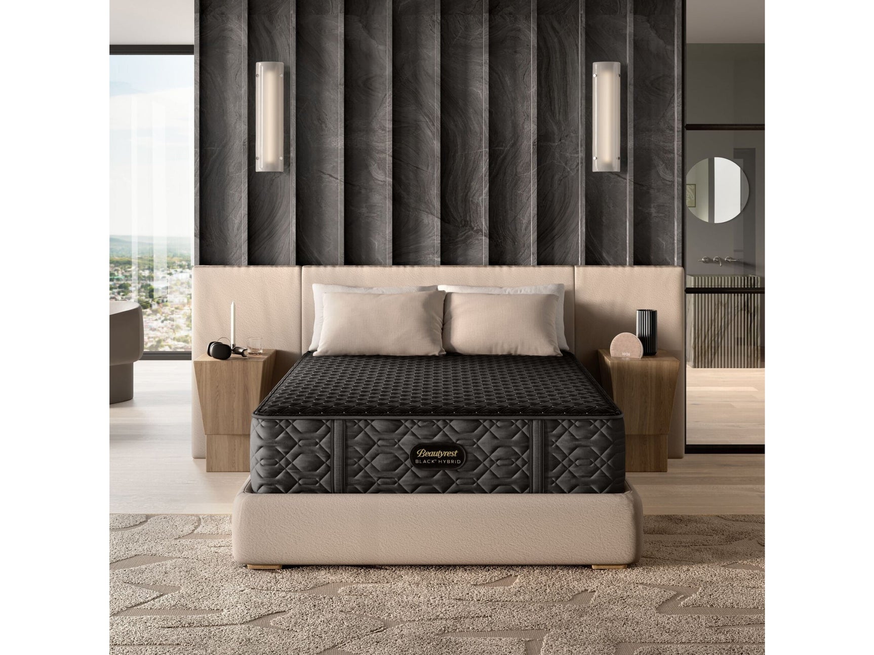 Beautyrest Black® Series Three 15" Black Hybrid California King Medium Mattress - Ornate Home