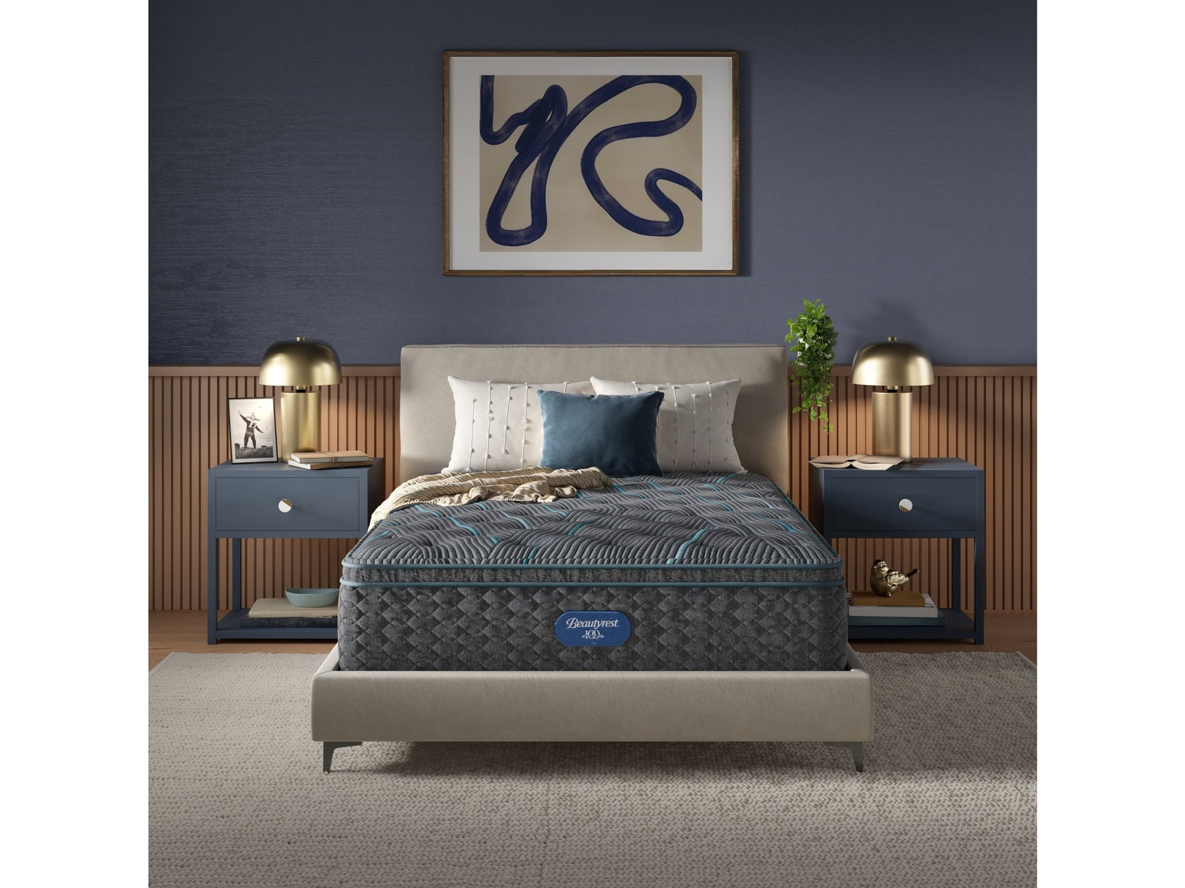 Beautyrest Level Two Gray Innerspring Cal King Plush Pillow Top Mattress - Ornate Home