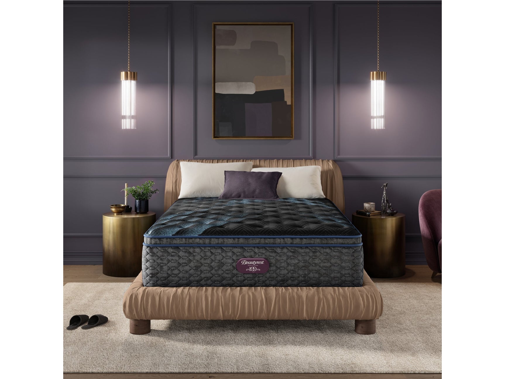 Beautyrest World Class Level Four Gray Innerspring King Plush Pillow Top Mattress - Ornate Home