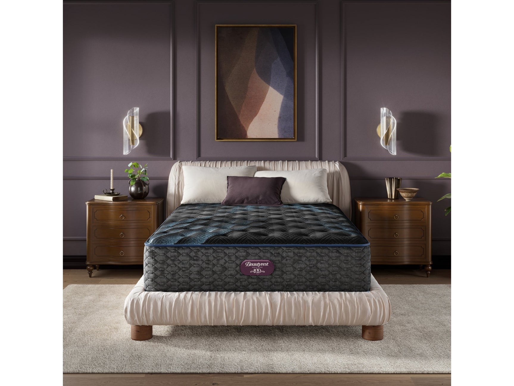 Beautyrest World Class Level Four Gray Innerspring Queen Plush Mattress - Ornate Home