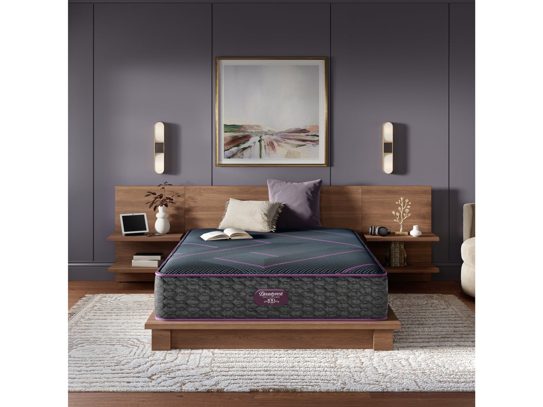 Beautyrest World Class Level Three Gray/Dark Blue Hybrid King Medium Mattress - Ornate Home