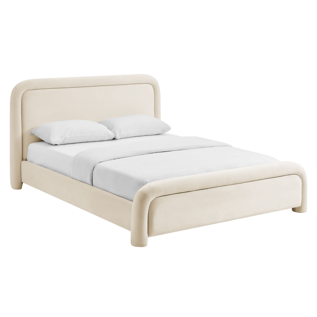 Beck Alabaster King Performance Velvet Platform Bed - Ornate Home