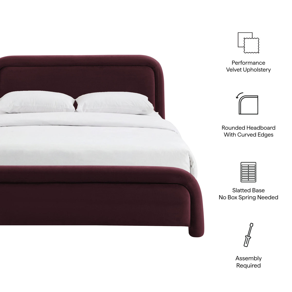 Beck Mulberry King Performance Velvet Platform Bed - Ornate Home