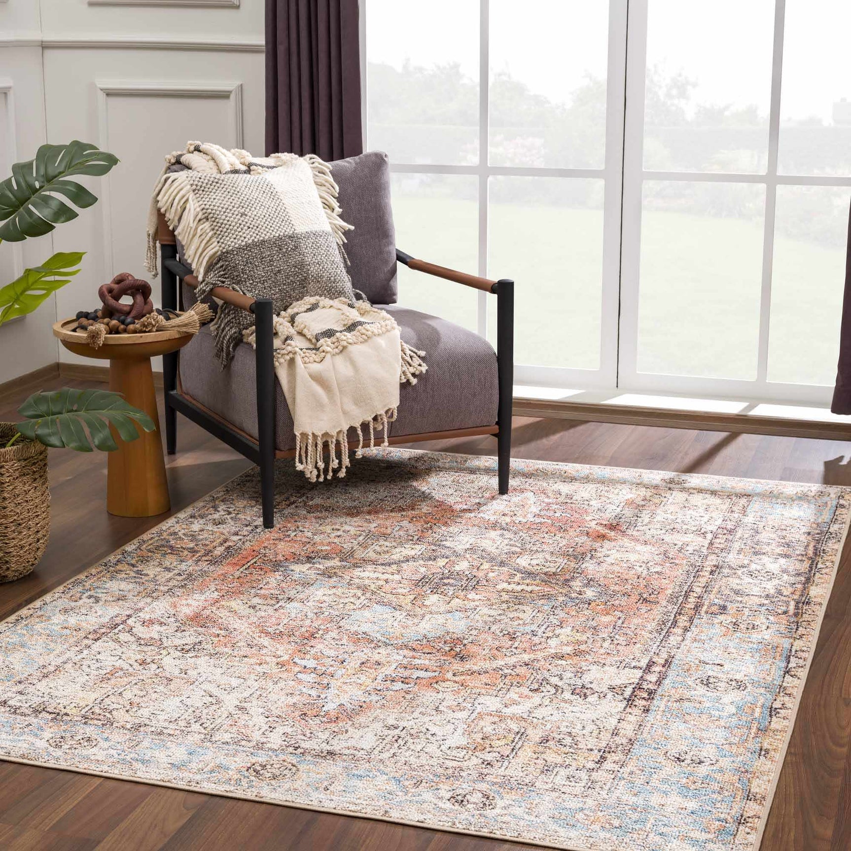 Beck Peach Washable Area Rug - Clearance - Ornate Home