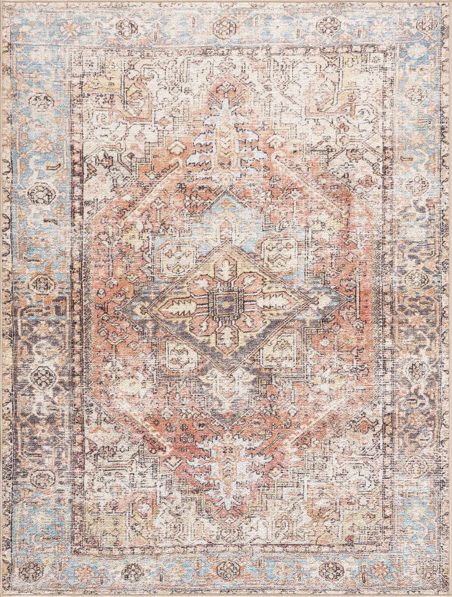 Beck Peach Washable Area Rug - Ornate Home