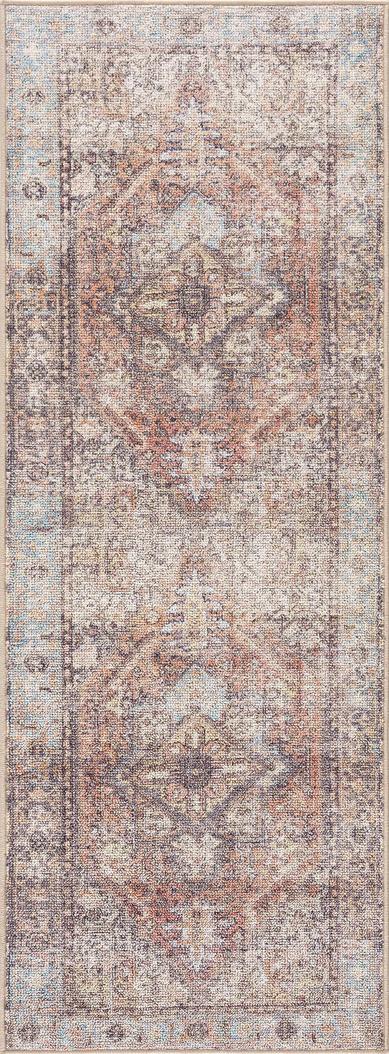Beck Peach Washable Area Rug - Ornate Home