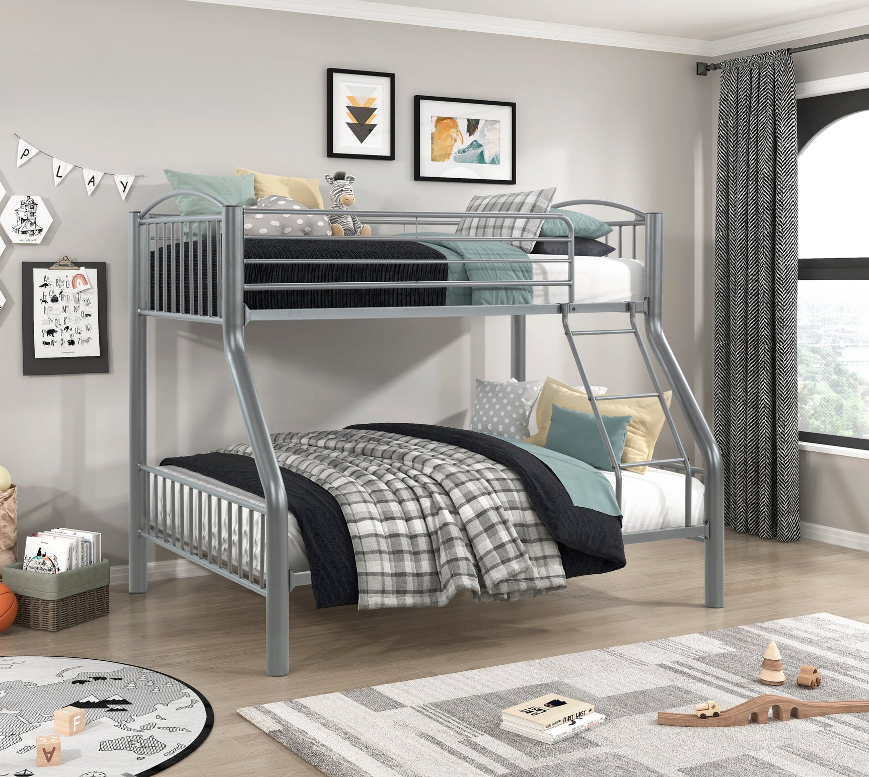 Beckett Gray Twin/Full Bunk Bed - Ornate Home