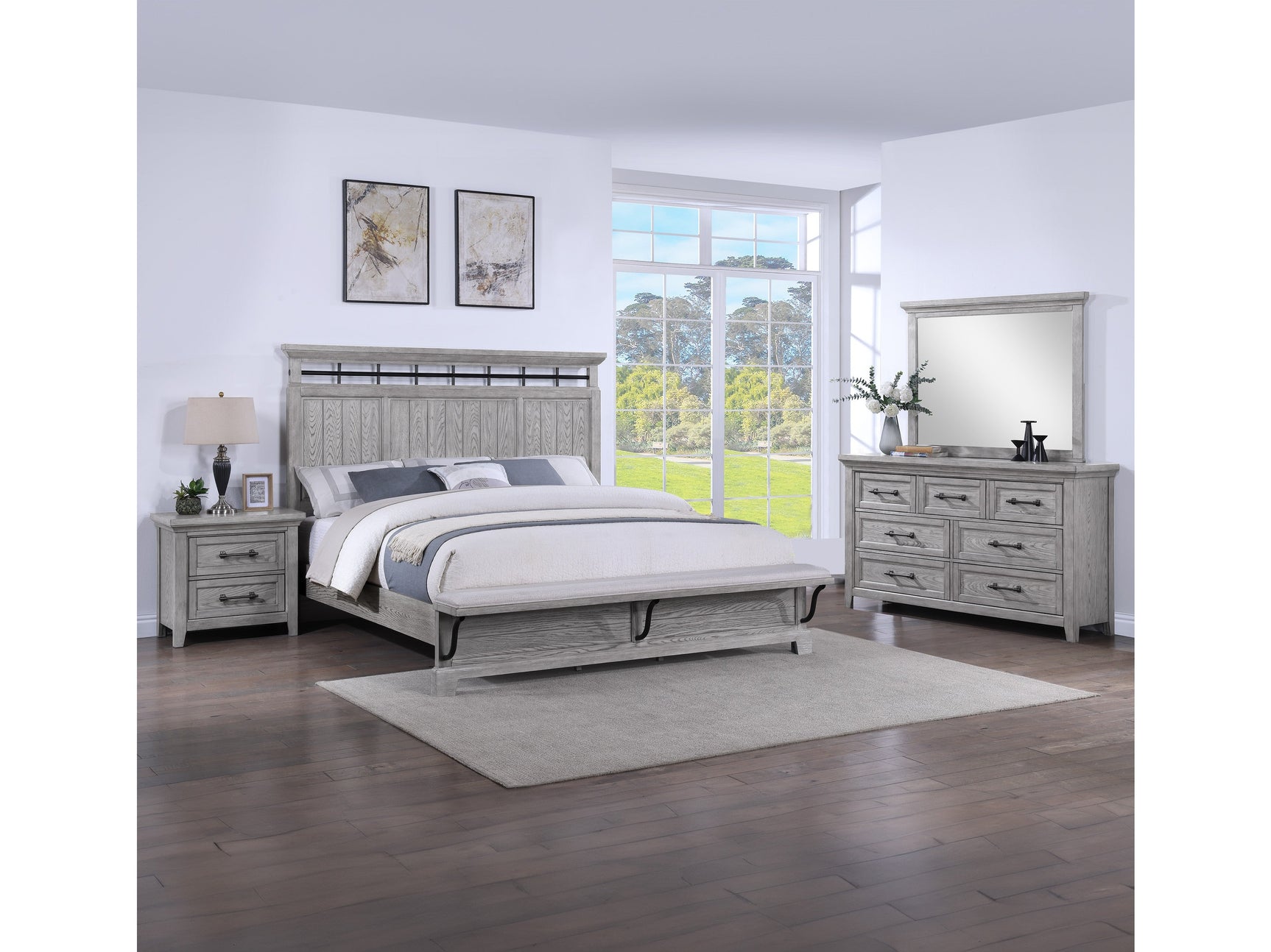 Beckett Rustic Gray Footboard Bench Panel Bedroom Set - Ornate Home