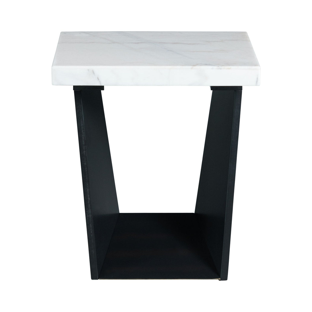 Beckley White/Dark Espresso End Table with Marble Top - Ornate Home