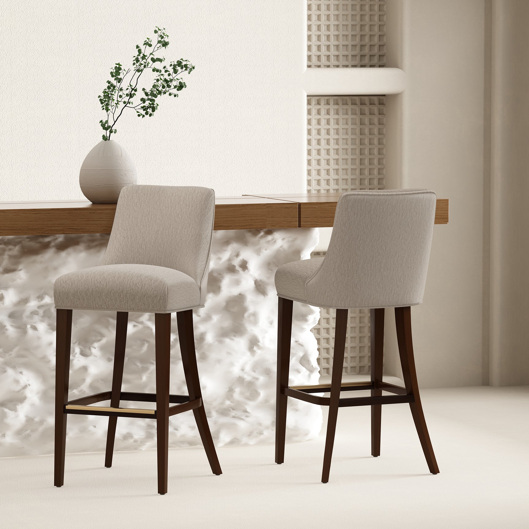 Beever Barstool in Taupe (set of 2) - Ornate Home