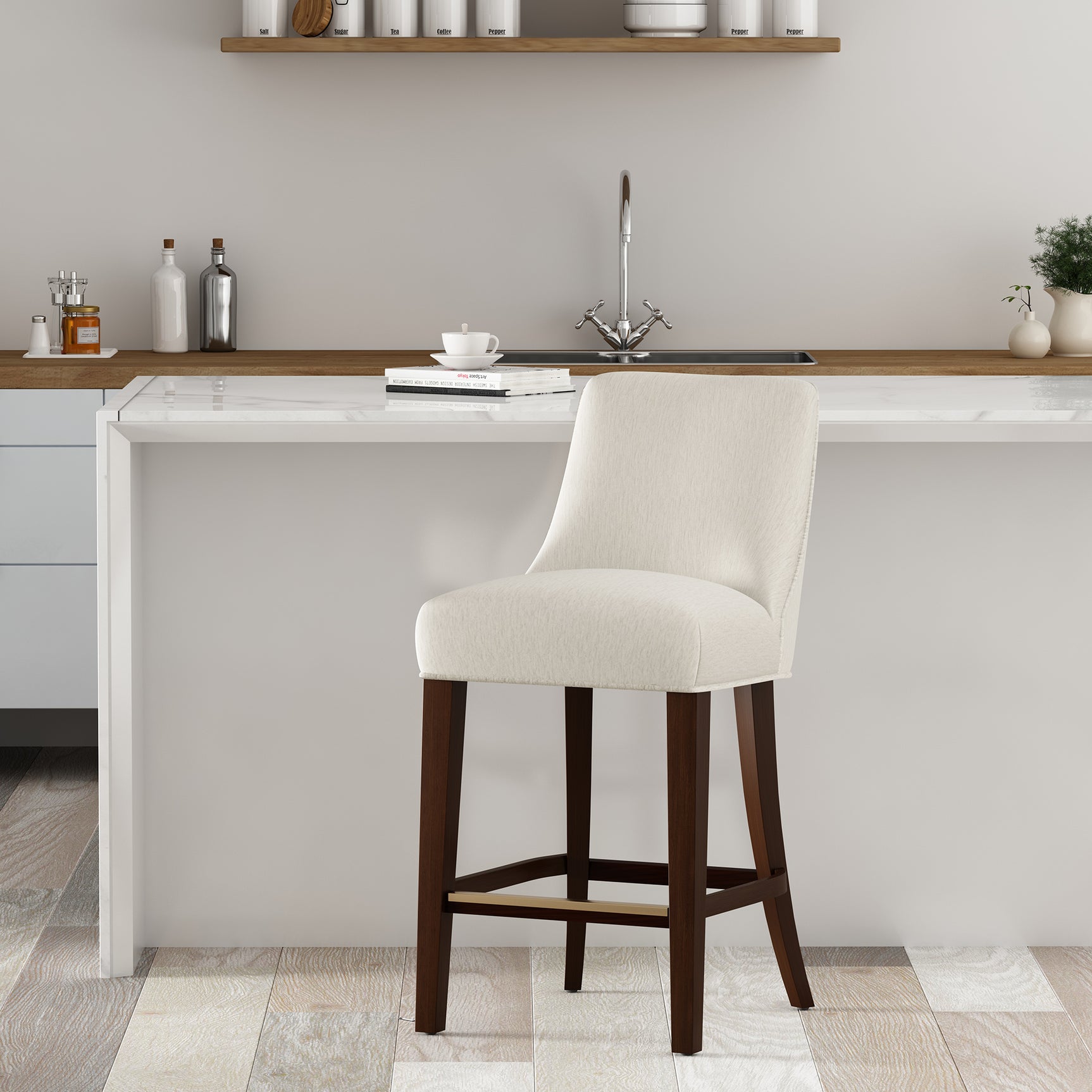 Beever Counter Stool in Cream - Ornate Home