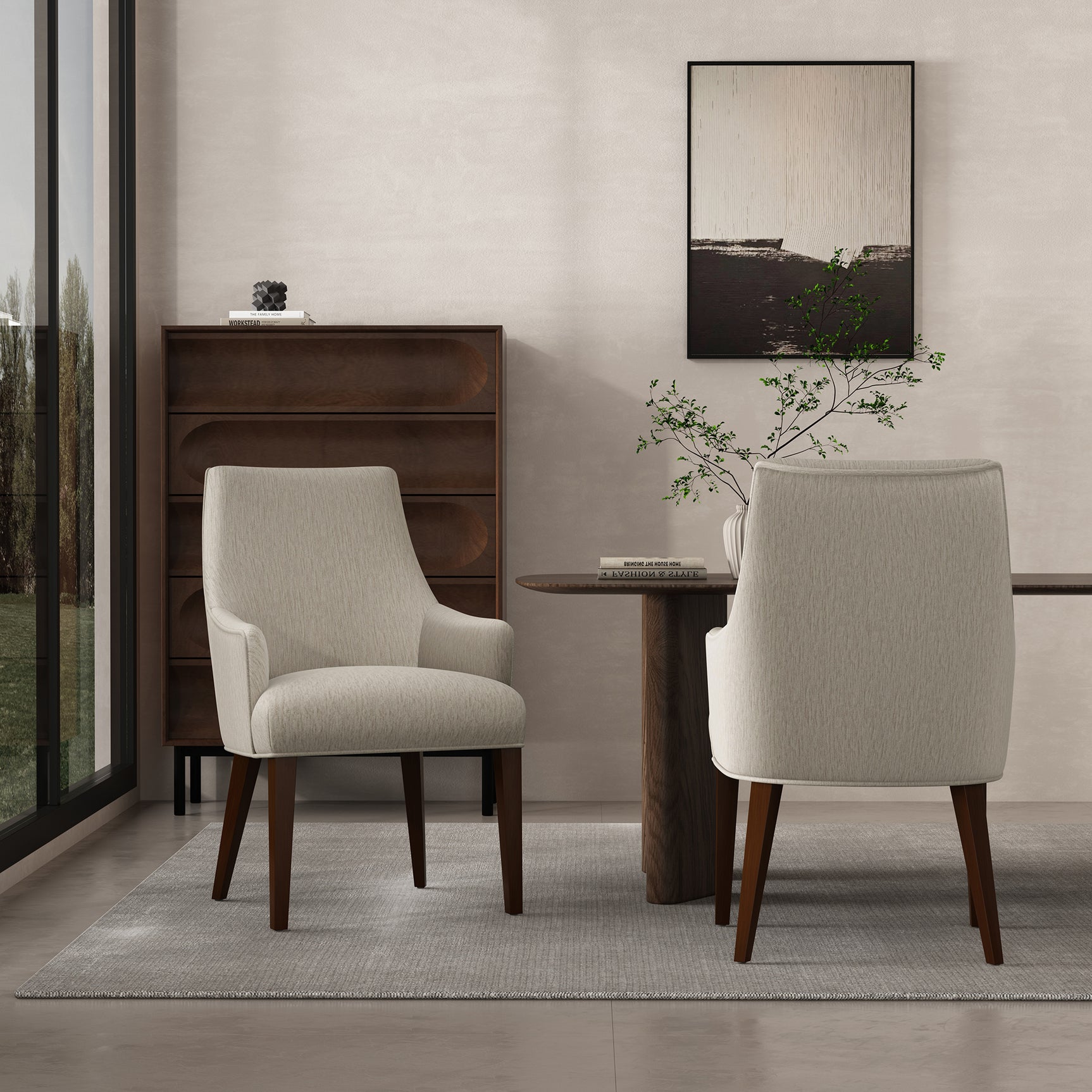 Beever Dining Armchair in Taupe (set of 2) - Ornate Home