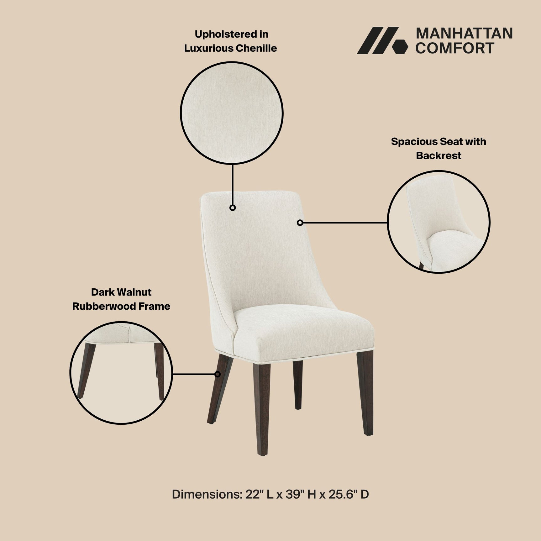 Beever Dining Chair in Cream (set of 2) - Ornate Home