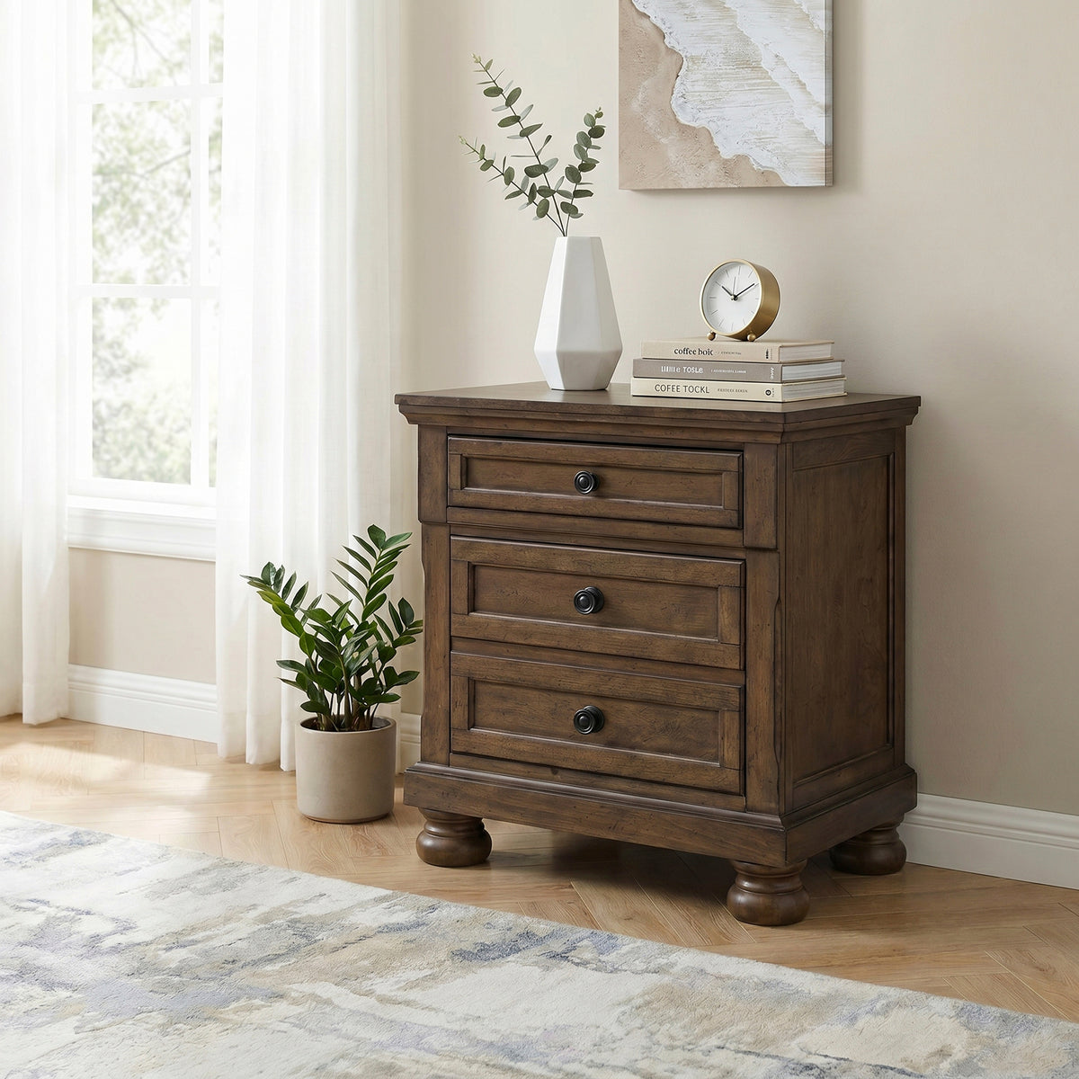 Begonia Brown Nightstand - Ornate Home