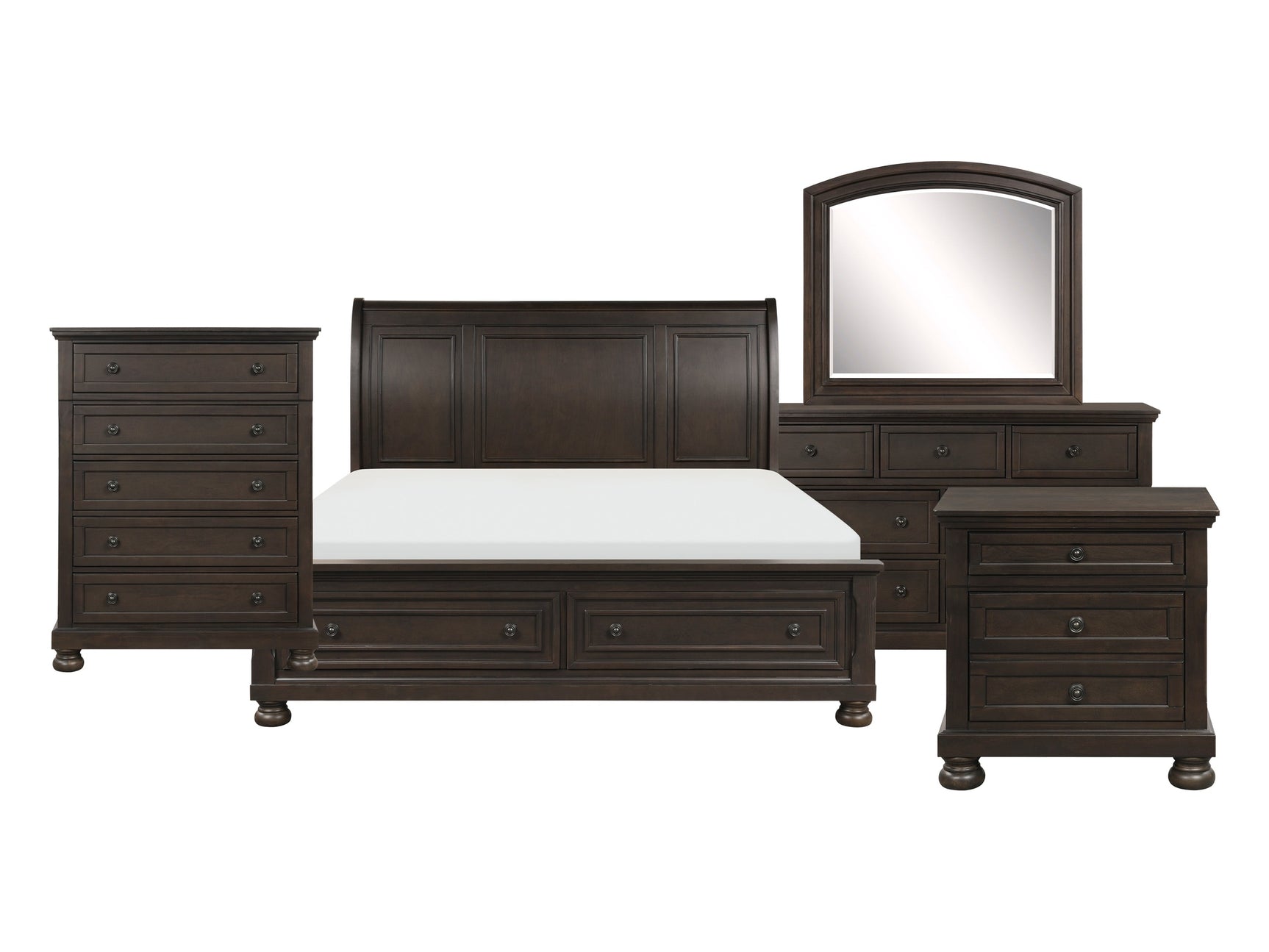 Begonia Grayish Brown 5-Piece Queen Bedroom Set - Ornate Home