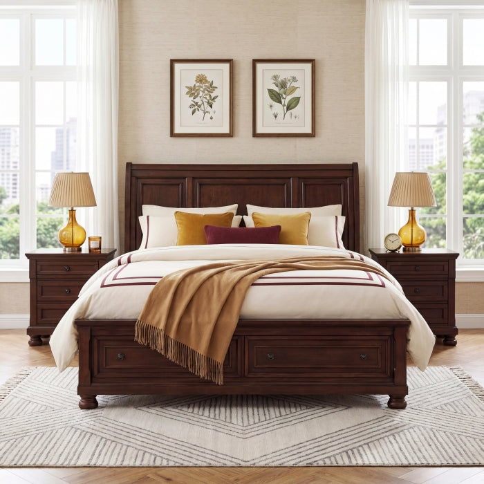 Begonia Silver Eastern King Platform Bed With Footboard Storage - Ornate Home
