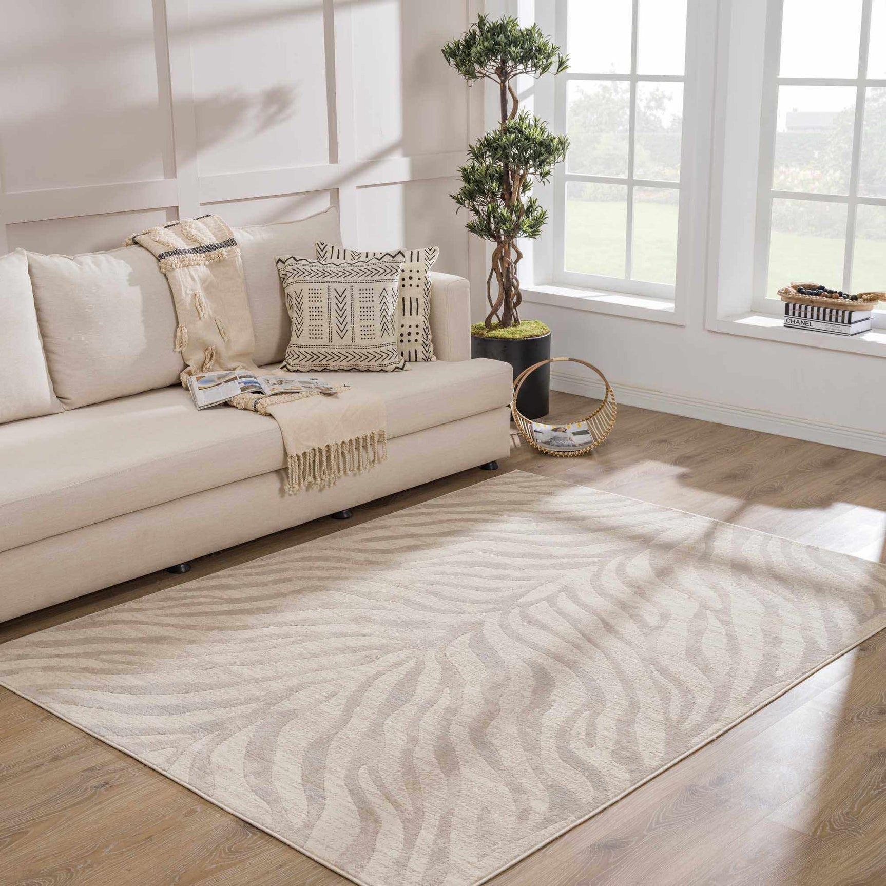 Beige Manteca Zebra Print Area Rug - Ornate Home