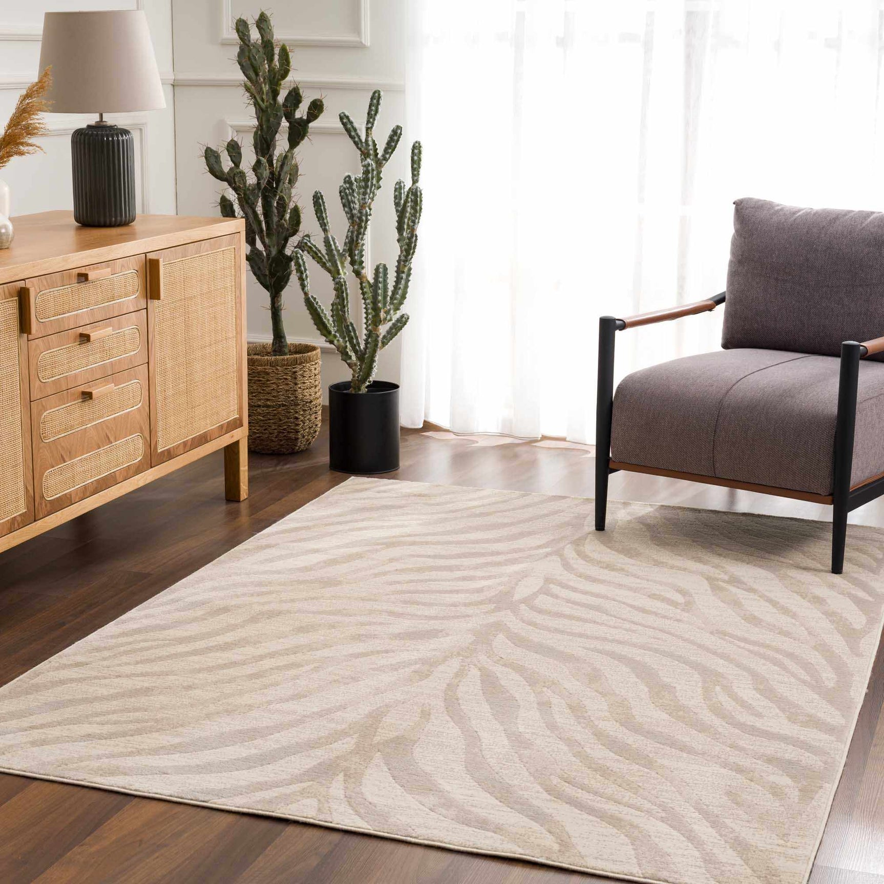 Beige Manteca Zebra Print Area Rug - Ornate Home