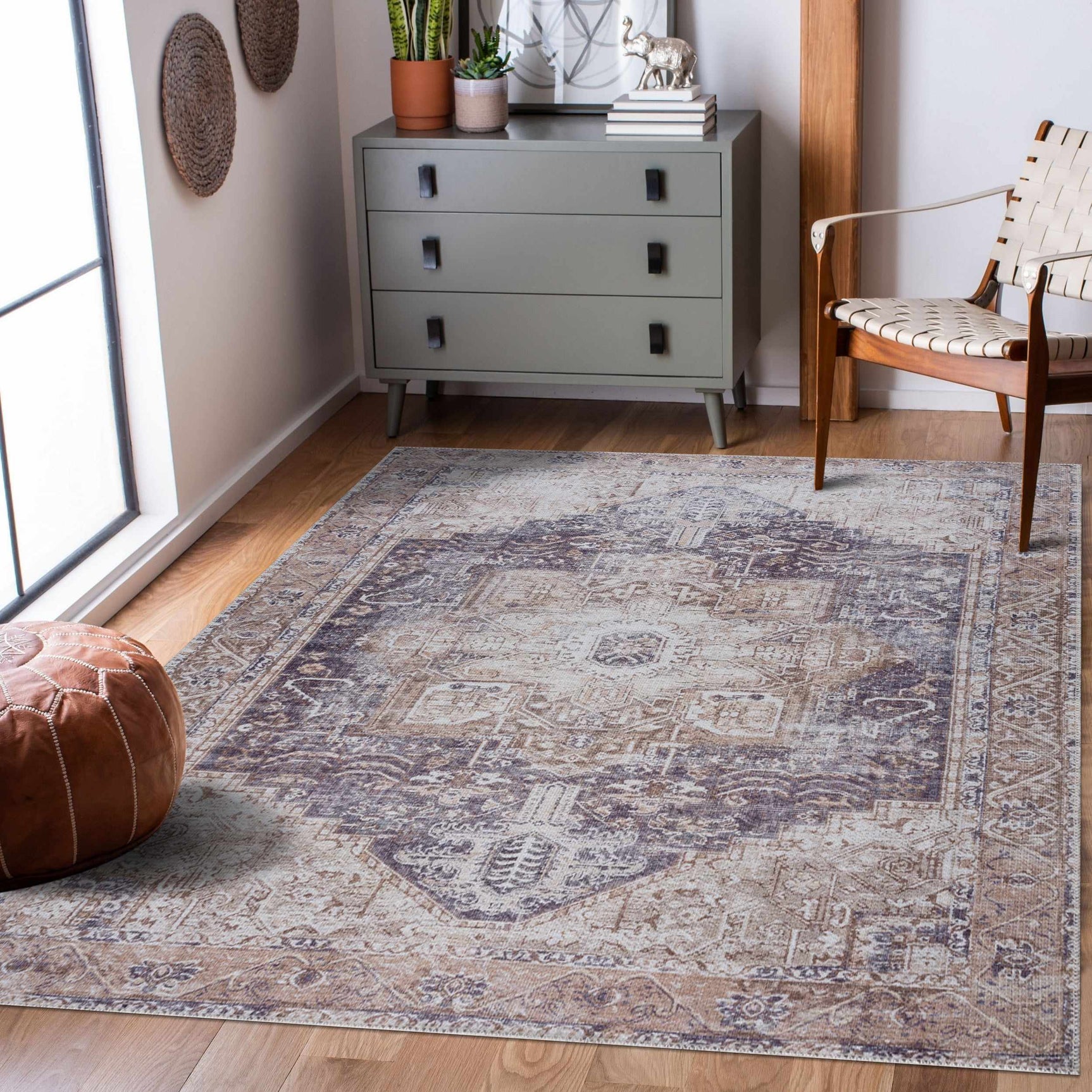 Beige Rosman Washable Area Rug - Clearance - Ornate Home