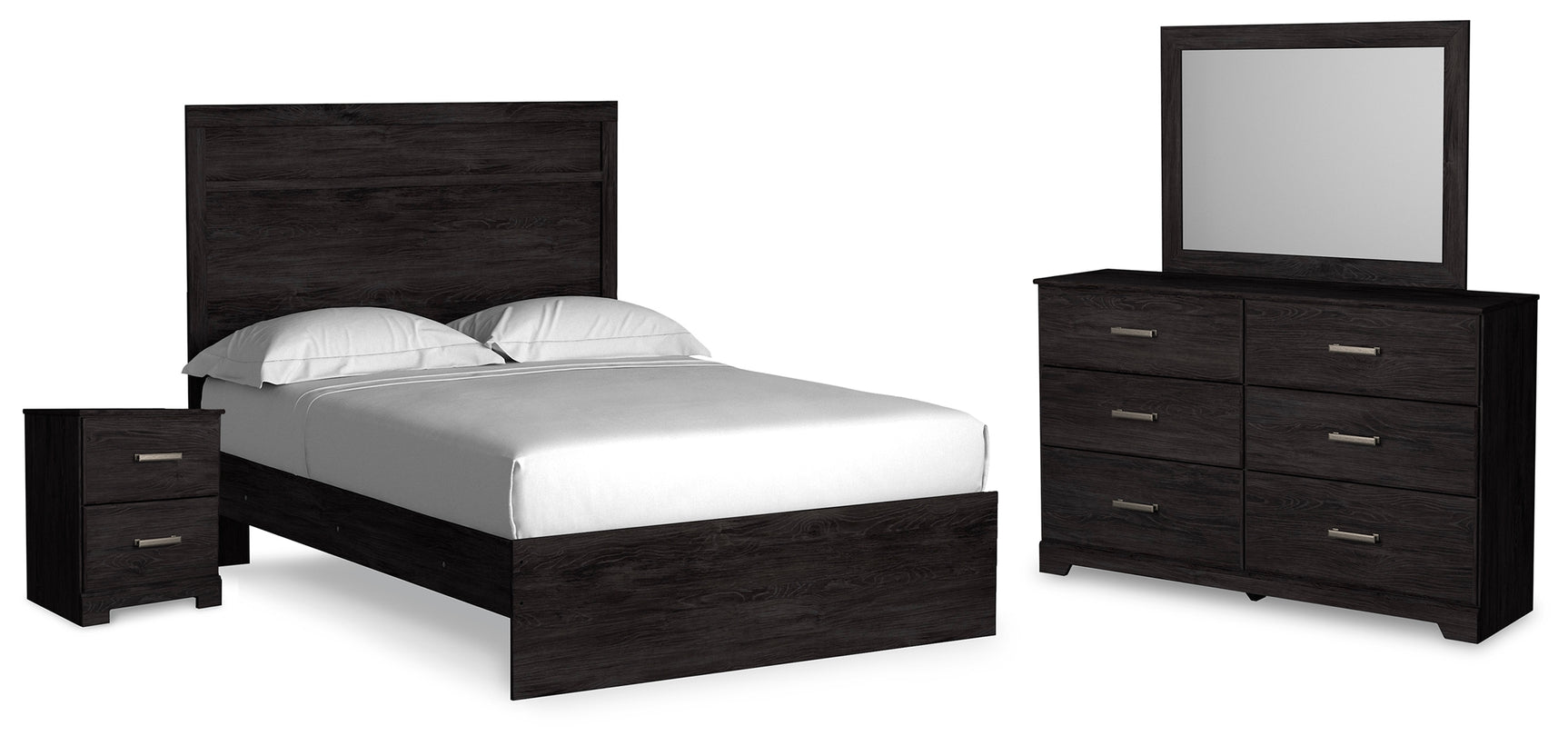 Belachime Charcoal Full Panel Bed, Dresser, Mirror and Nightstand (Online Special Price) - Ornate Home