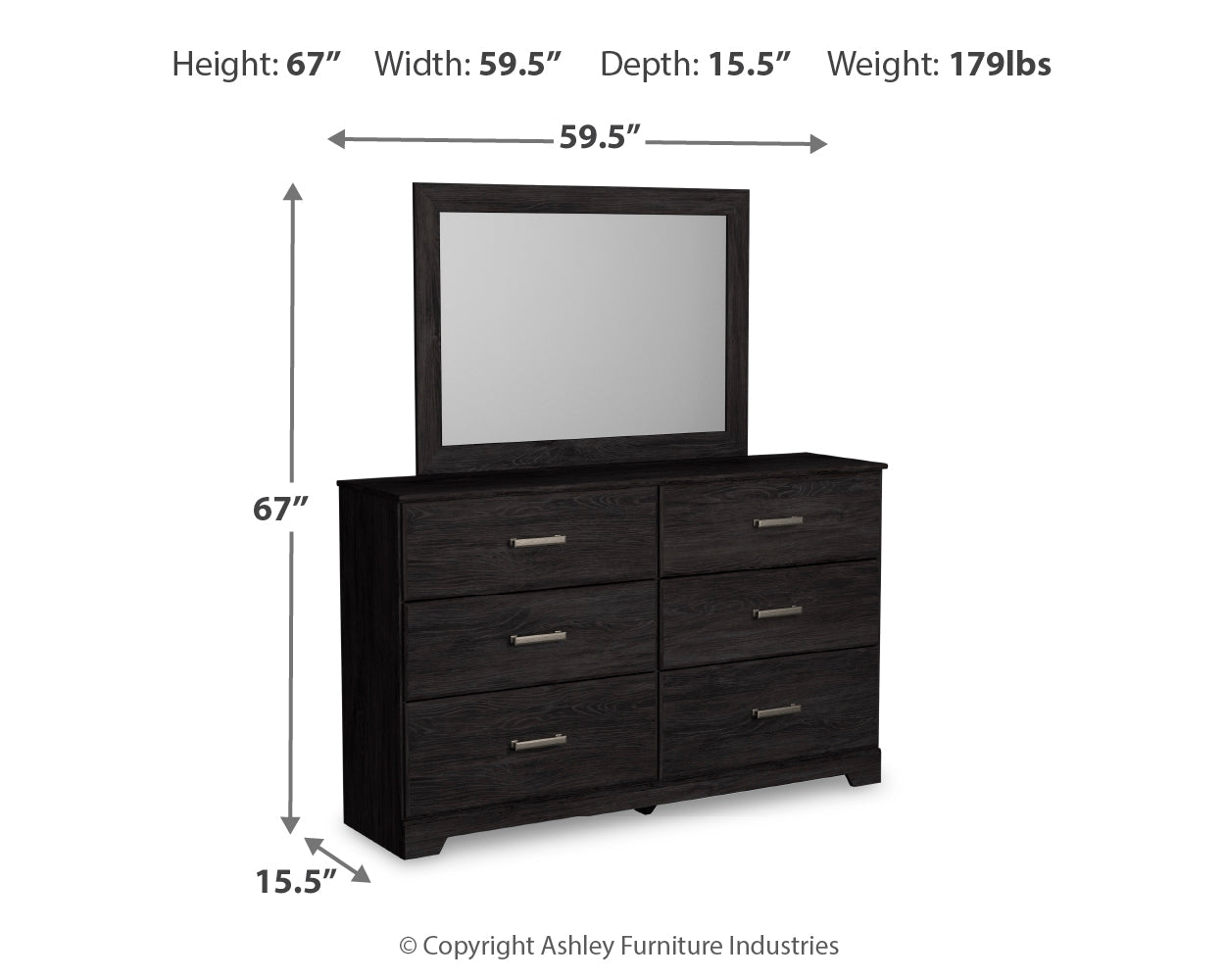 Belachime Charcoal King Panel Bed, Dresser, Mirror, Chest and Nightstand - Ornate Home
