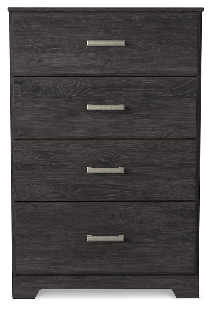 Belachime Charcoal King Panel Bed, Dresser, Mirror, Chest and Nightstand - Ornate Home