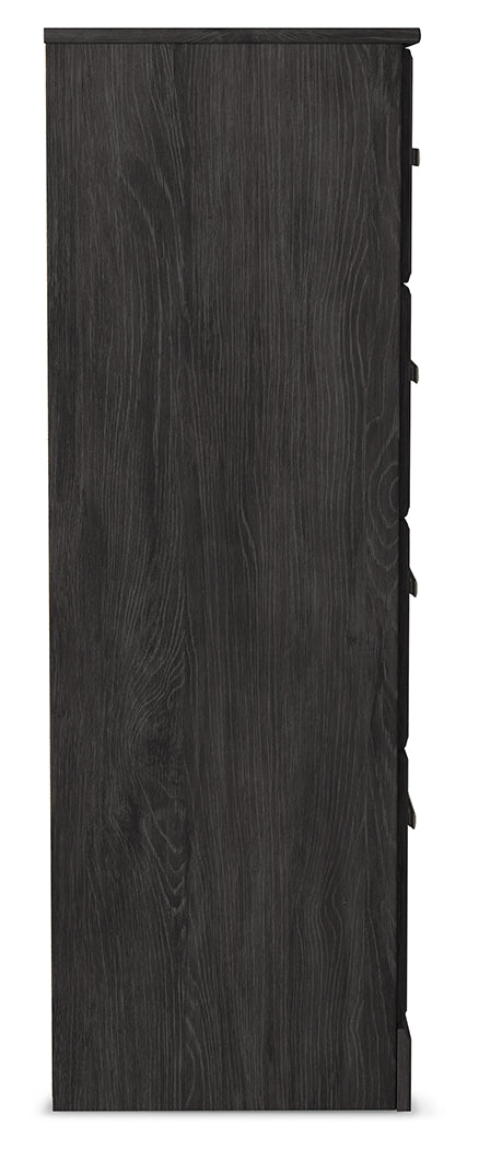 Belachime Charcoal King Panel Bed, Dresser, Mirror, Chest and Nightstand - Ornate Home