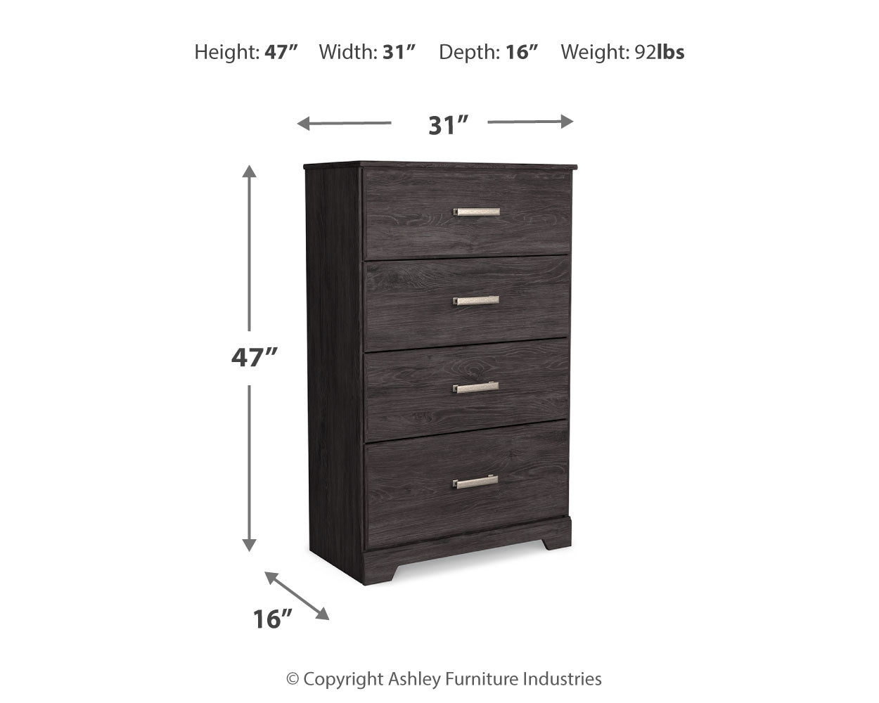 Belachime Charcoal King Panel Bed, Dresser, Mirror, Chest and Nightstand - Ornate Home