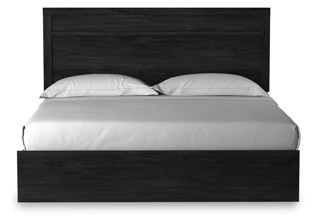 Belachime Charcoal King Panel Bed, Dresser, Mirror, Chest and Nightstand - Ornate Home