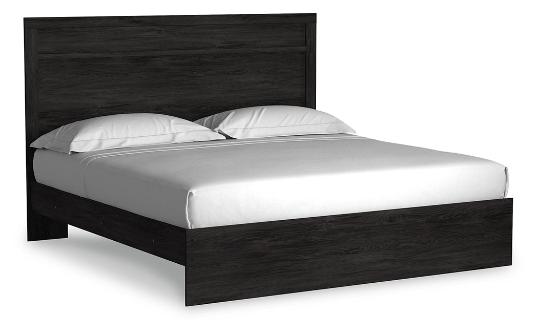 Belachime Charcoal King Panel Bed, Dresser, Mirror, Chest and Nightstand - Ornate Home