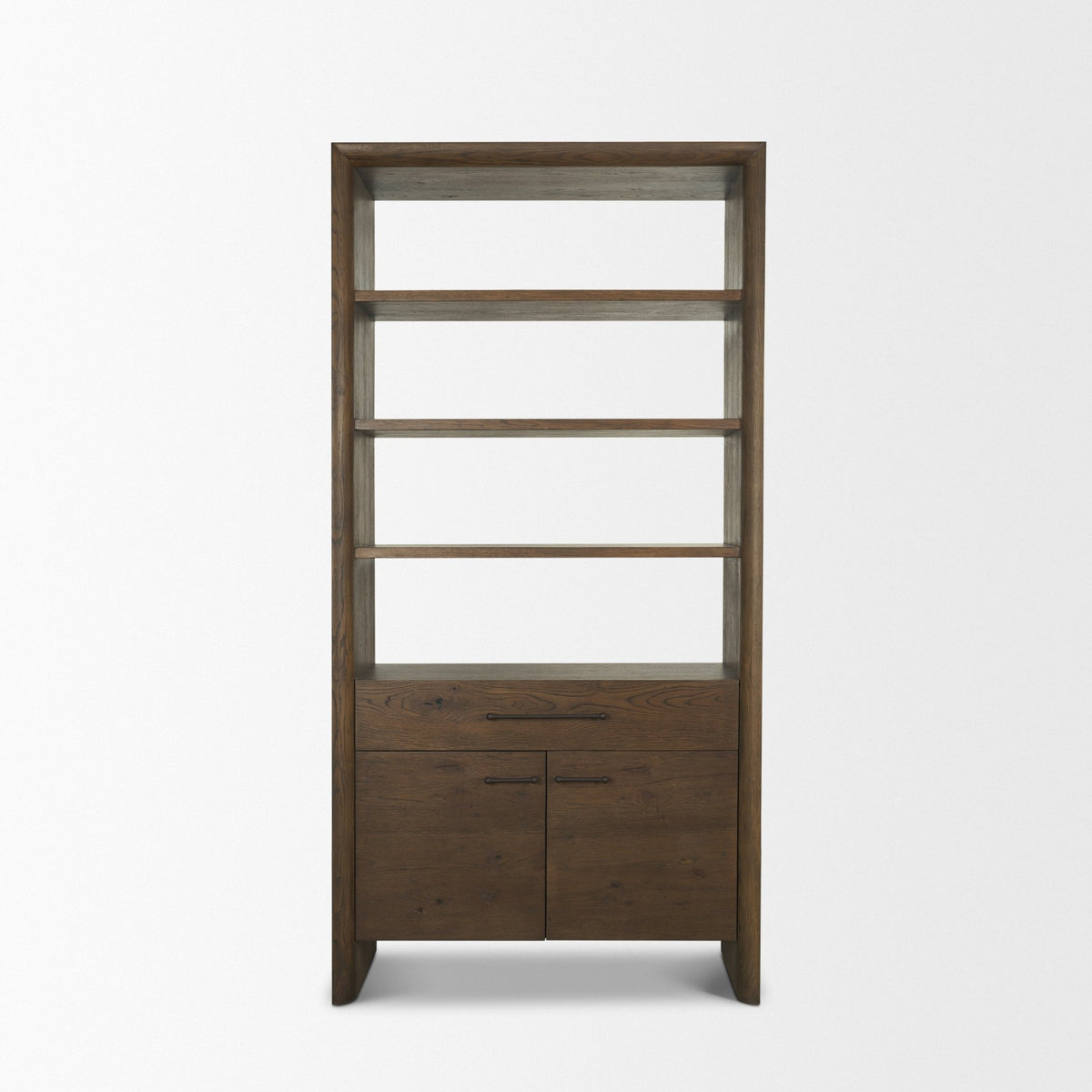 Belford Dark Brown 2-Door Open Oak Wood Shelving Unit - Ornate Home
