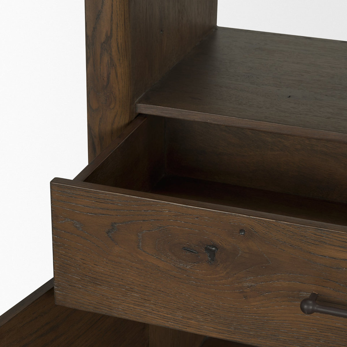 Belford Dark Brown 2-Door Open Oak Wood Shelving Unit - Ornate Home