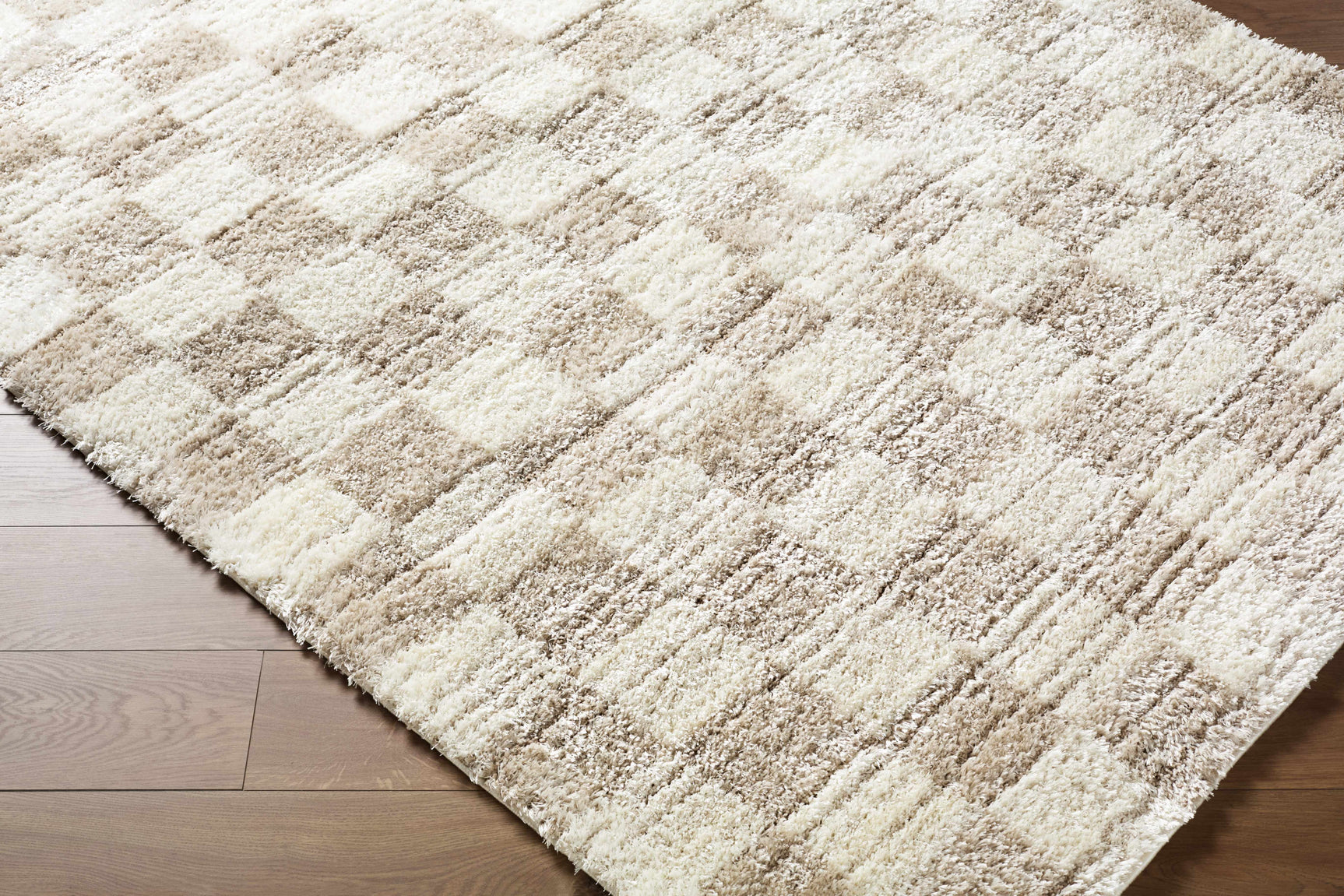 Belita Beige Luxe Shag Area Rug - Ornate Home