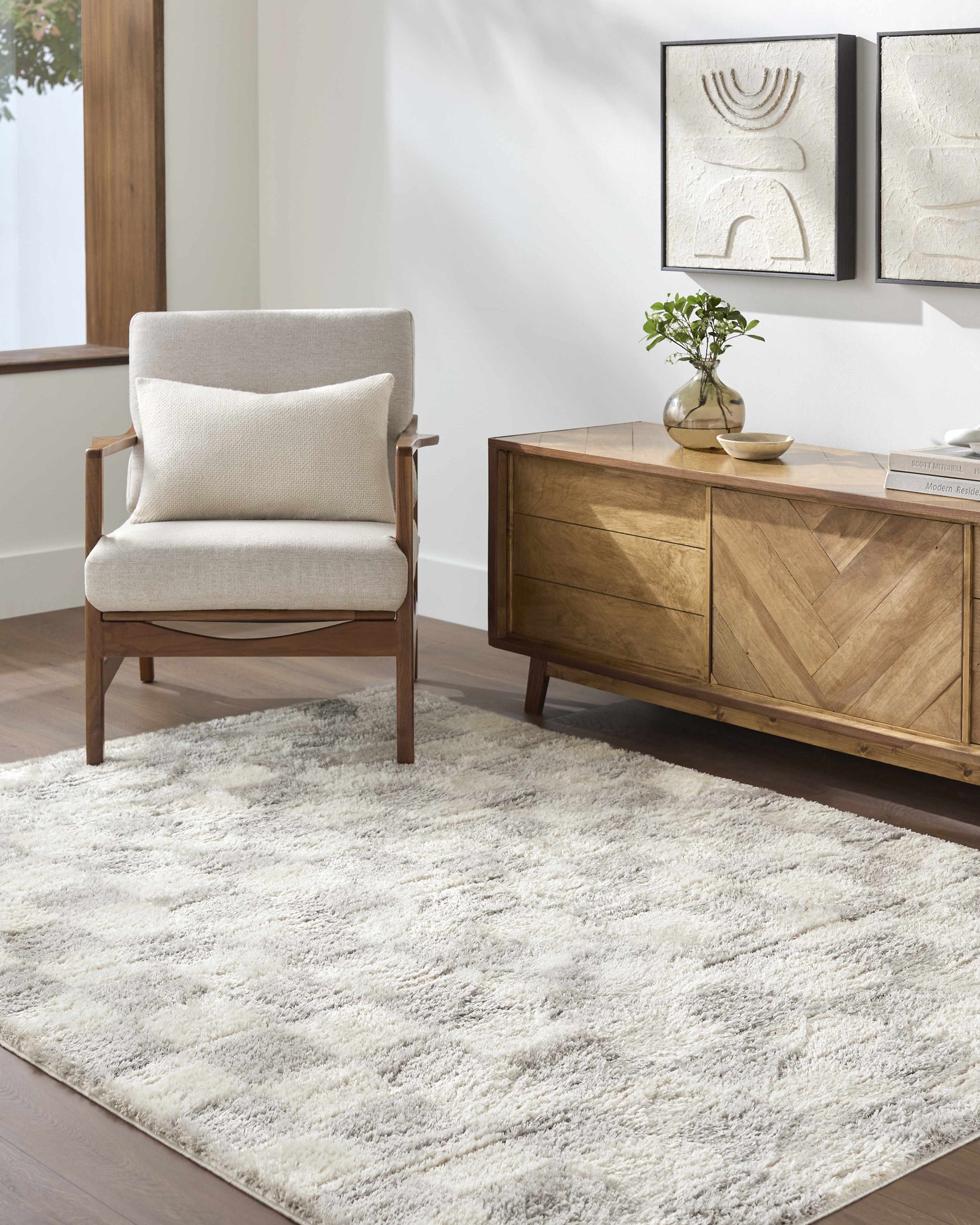 Belita Tan Luxe Shag Area Rug - Ornate Home