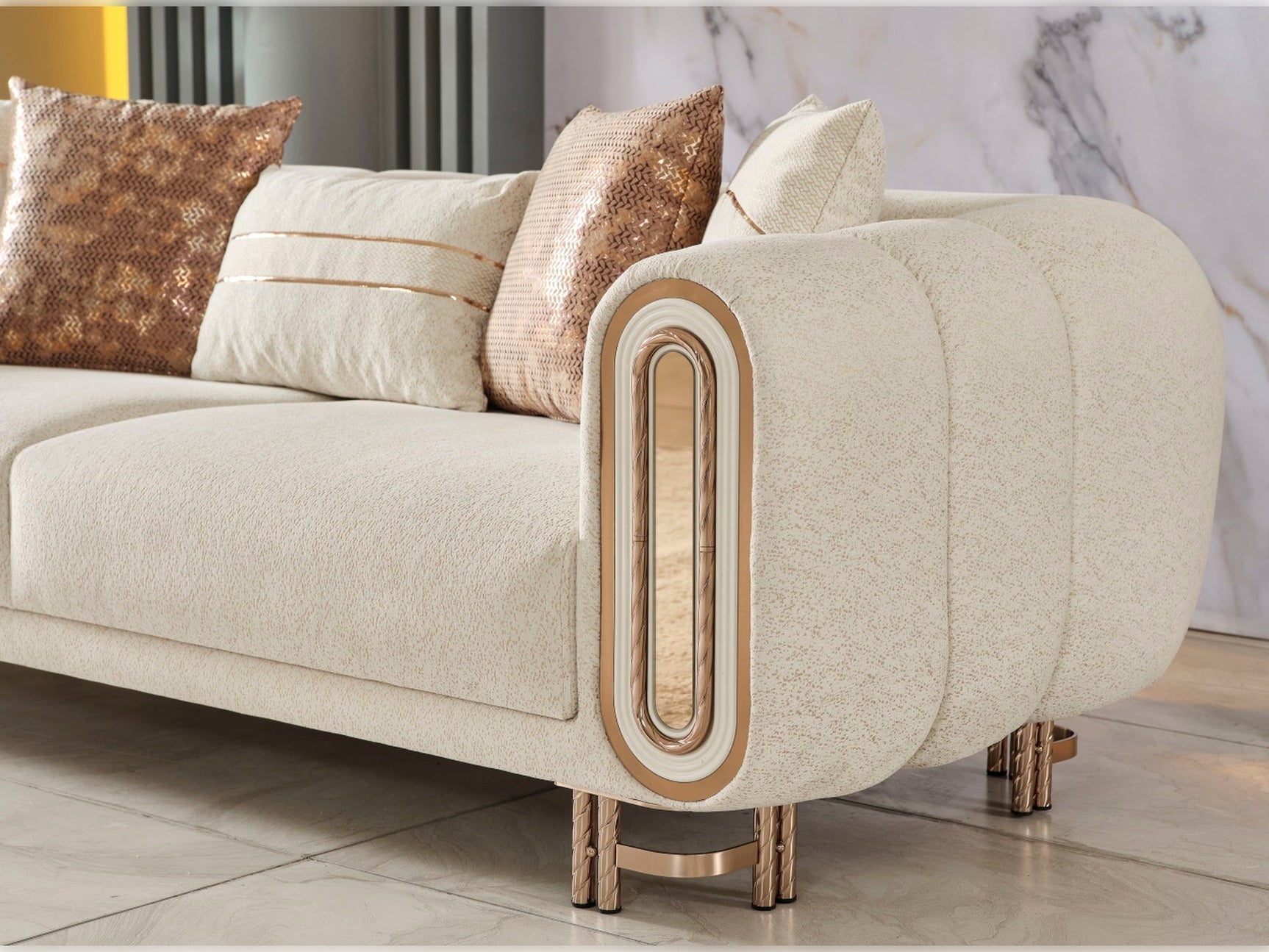 Bella Cream Living Room Set (2 Sofas & 2 Chairs) - Ornate Home