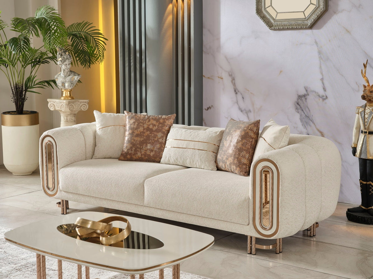 Bella Cream Stationary Loveseat - Ornate Home